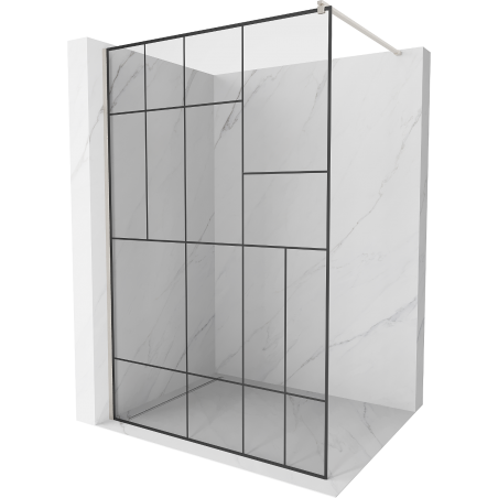 Mexen Kioto walk-in dušo siena 70 x 200 cm, juodas raštas 8 mm, šlifuotas nikelis - 800-070-101-97-78