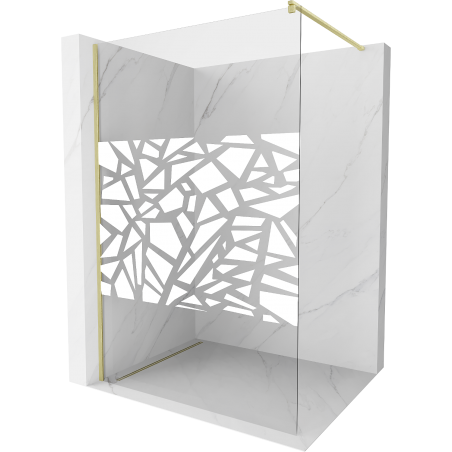 Mexen Kioto dušo siena Walk-in 100 x 200 cm, balta danga 8 mm, auksinė šveitimo - 800-100-101-55-85