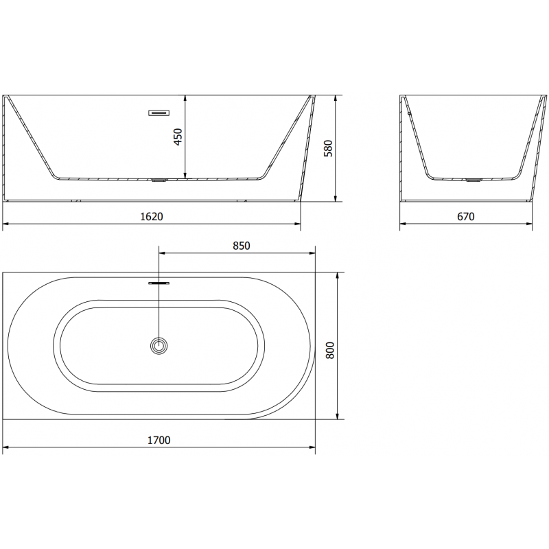 Mexen Mia laisvai pastatoma kampinė kairioji vonia 170 x 80 cm, balta, chromuota perpilda - 52691708000L-01