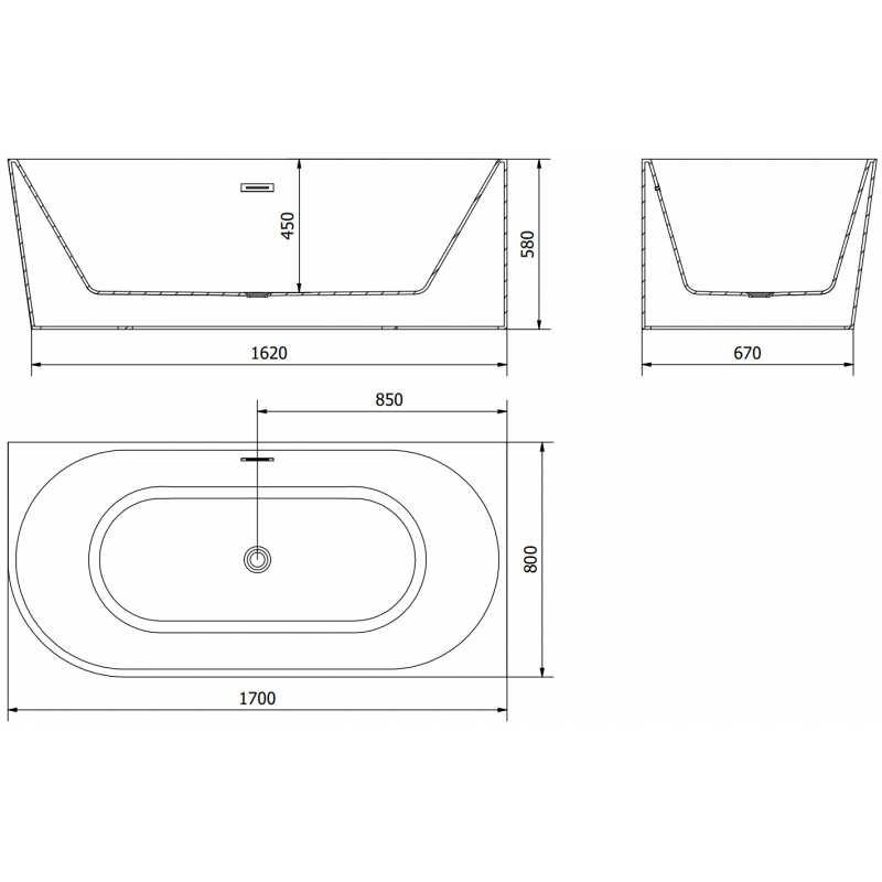 Mexen Mia laisvai stovinti kampinė dešinė vonia 170 x 80 cm, balta, baltas persipylimas - 52691708000P-20
