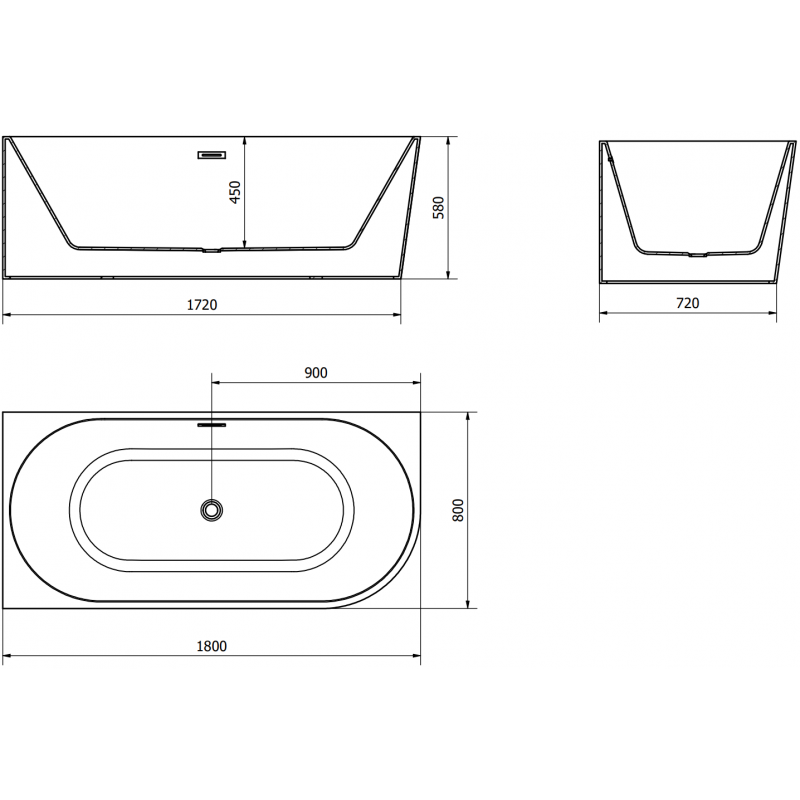 Mexen Mia laisvai stovinti kampinė vonia, kairė 180 x 80 cm, balta/juoda, auksinis perpylimas - 52691808075L-50