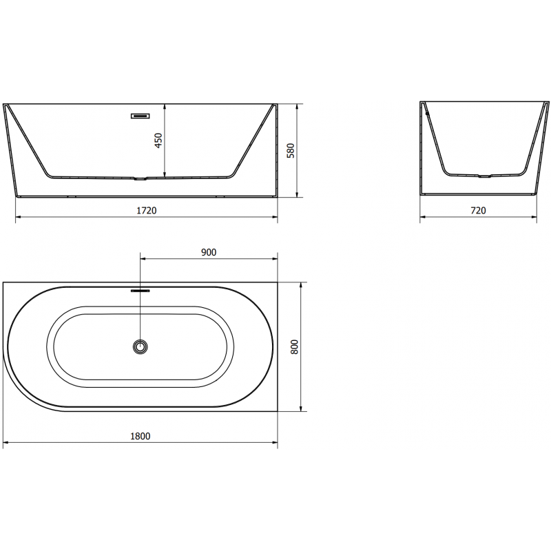 Mexen Mia laisvai pastatoma kampinė dešinė vonia 180 x 80 cm, balta, gun gray šlifuotas perpildymo - 52691808000P-66