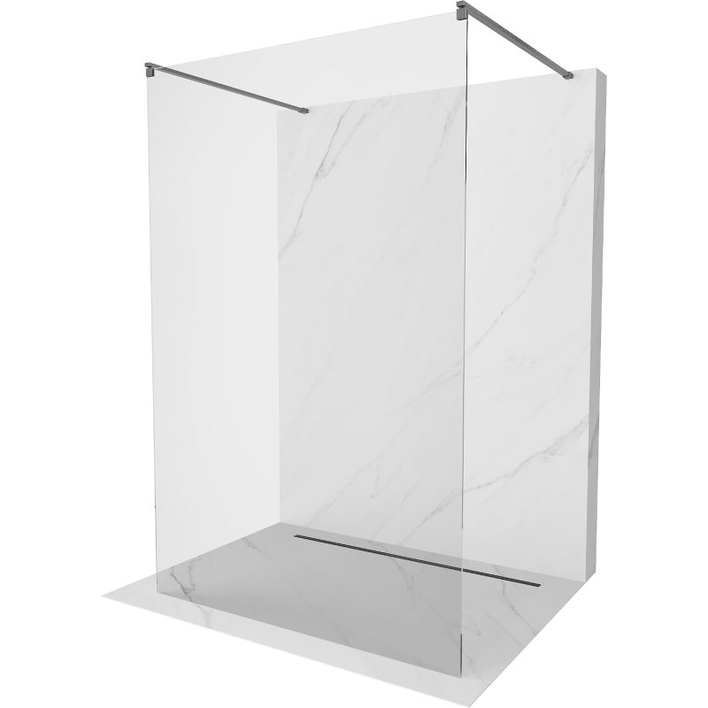 Mexen Kioto laisvai stovinti dušo pertvara 170 x 200 cm, permatomas 8 mm, šlifuotas ginkluotas pilkas - 800-170-002-66-00