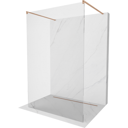 Mexen Kioto laisvai stovinti dušo siena 135 x 200 cm, skaidrus 8 mm, šlifuotas varis - 800-135-002-65-00