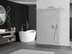 Mexen Kioto laisvai stovinti dušo siena 180 x 200 cm, permatoma 8 mm, šlifuotas nikelis - 800-180-002-97-00