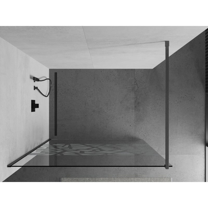 Mexen Kioto dušo siena Walk-in 100 x 200 cm, baltas raštas 8 mm, šlifuotas gun grey - 800-100-101-66-85