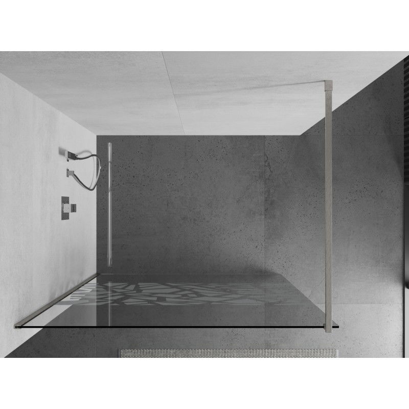Mexen Kioto dušo siena Walk-in 80 x 200 cm, baltas raštas 8 mm, šlifuotas nikelis - 800-080-101-97-85