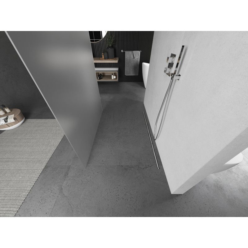 Mexen Kioto laisvai pastatoma dušo siena 100 x 200 cm, matinė 8 mm, šlifuotas nikelis - 800-100-002-97-30