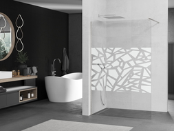 Mexen Kioto Walk-in dušo siena 120 x 200 cm, baltas raštas 8 mm, šepečiu dengtas nikelis - 800-120-101-97-85
