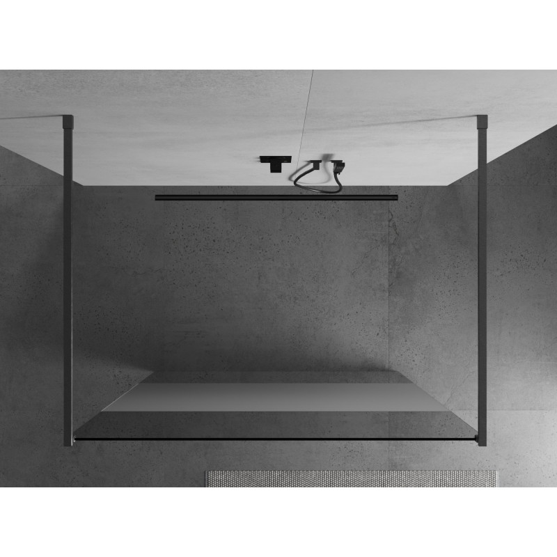 Mexen Kioto laisvai pastatoma dušo siena 100 x 200 cm, skaidri/šerkšnas 8 mm, šlifuota ginklo pilka - 800-100-002-66-35