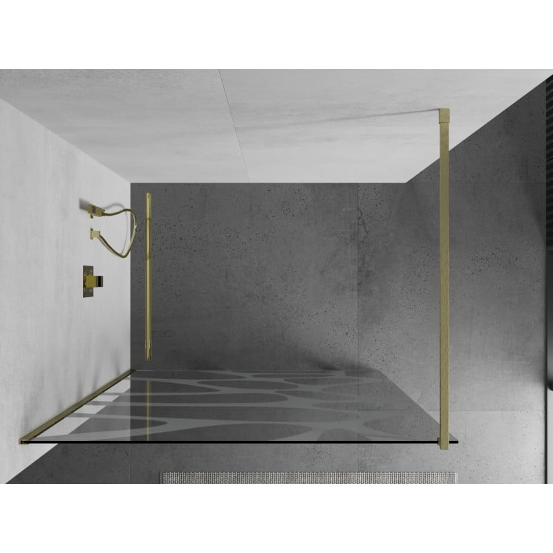 Mexen Kioto dušų siena Walk-in 70 x 200 cm, balta banga 8 mm, auksinis šlifuotas - 800-070-101-55-97