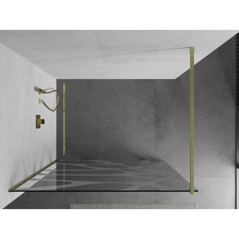 Mexen Kioto dušo siena Walk-in 90 x 200 cm, balta banga 8 mm, auksinis šlifuotas - 800-090-101-55-97