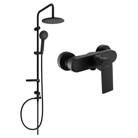 Mexen Royo Carl paviršinis dušo rinkinys su lietaus dušu ir dušo baterija, juodas - 72240240-70