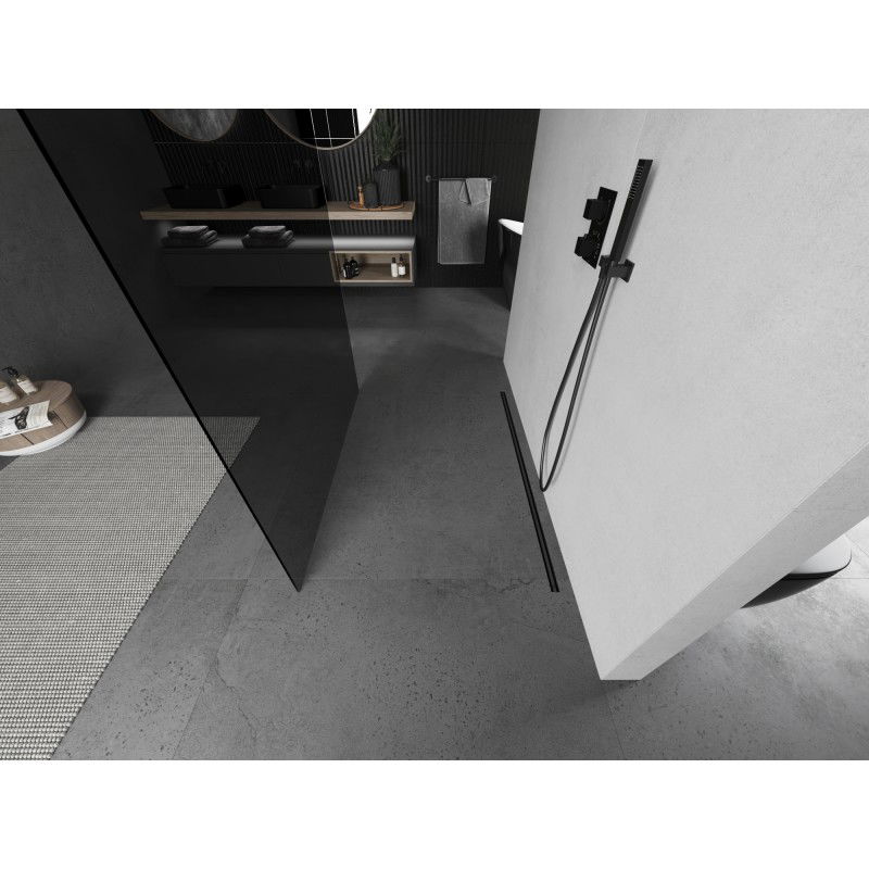 Mexen Kioto laisvai pastatoma dušo pertvara 100 x 200 cm, grafitas 8 mm, gun gray šlifuotas - 800-100-002-66-40