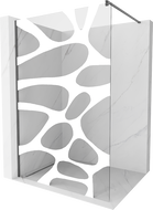 Mexen Kioto Walk-in dušo siena 110 x 200 cm, balta raštuota 8 mm, gun gray šlifuota - 800-110-101-66-97