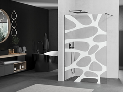 Mexen Kioto Walk-in dušo siena 120 x 200 cm, balta dekoracija 8 mm, gun gray šlifuotas - 800-120-101-66-97