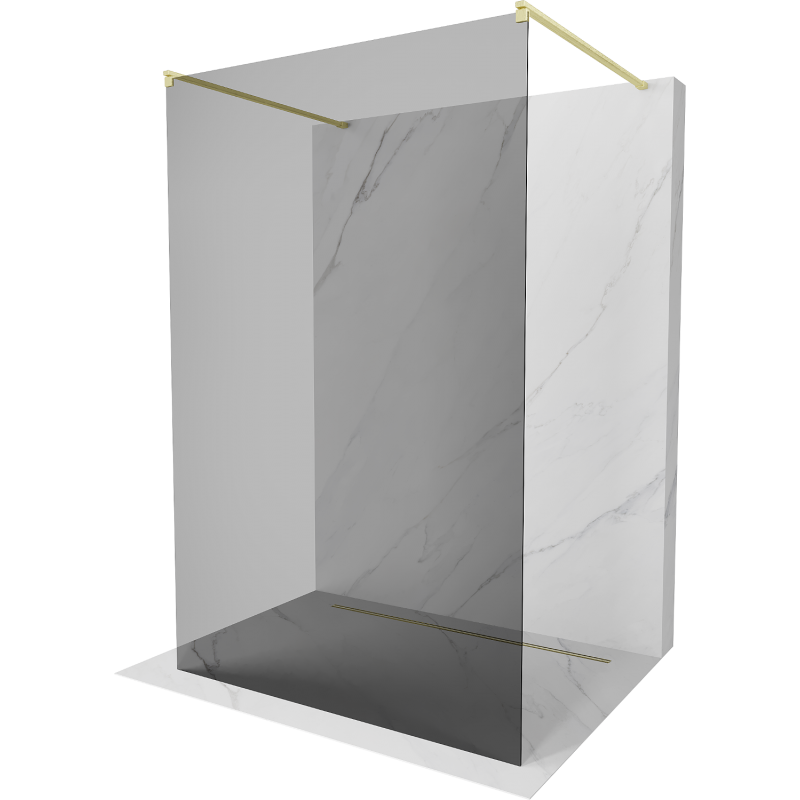 Mexen Kioto laisvai stovinti dušo pertvara 100 x 200 cm, grafitas 8 mm, auksinis šlifuotas - 800-100-002-55-40