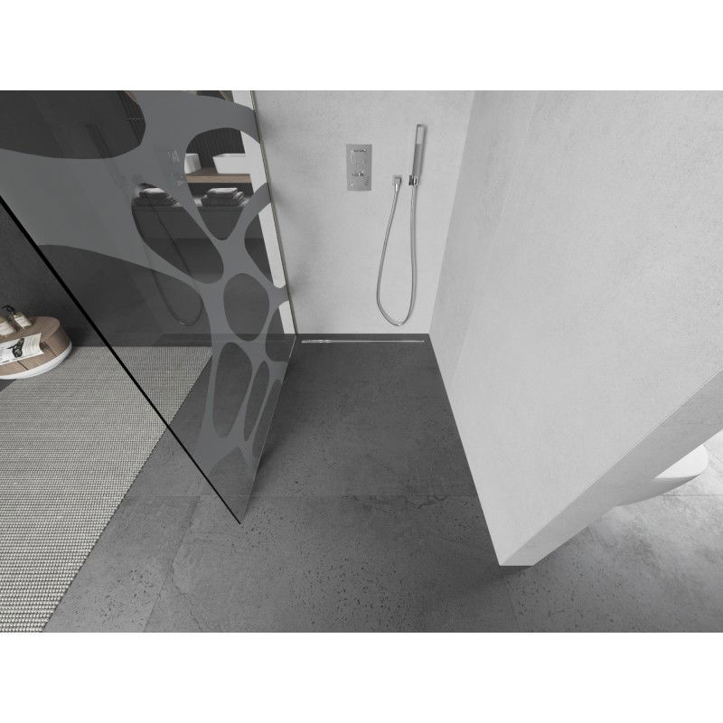 Mexen Kioto dušo sienelė Walk-in 70 x 200 cm, balta banga 8 mm, šlifuotas nikelis - 800-070-101-97-97