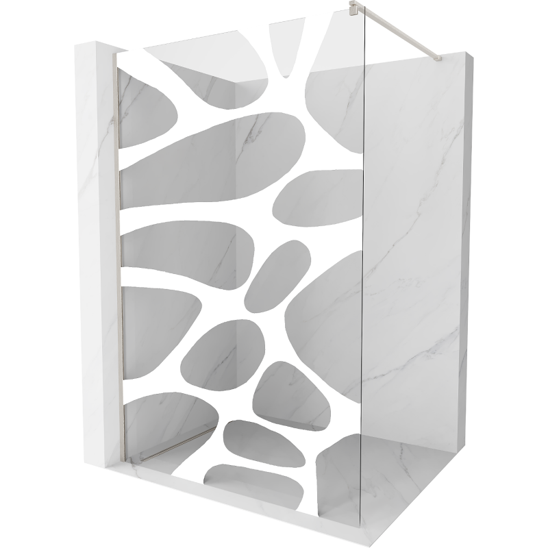 Mexen Kioto dušo siena Walk-in 90 x 200 cm, balta tekstūra 8 mm, šlifuotas nikelis - 800-090-101-97-97