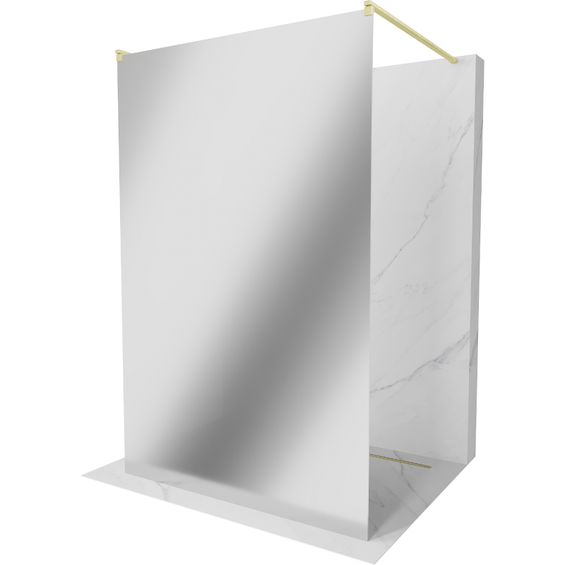 Mexen Kioto laisvai stovinti dušo pertvara 140 x 200 cm, veidrodis 8 mm, auksinis šlifuotas - 800-140-002-55-50