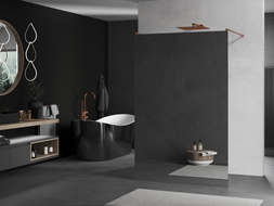 Mexen Kioto laisvai stovinti dušo sienelė 120 x 200 cm, veidrodis 8 mm, šlifuotas varis - 800-120-002-65-50