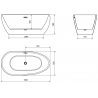 Mexen Eos laisvai pastatoma vonia 150 x 75 cm, balta, baltas perpylimo anga - 52471507500-20