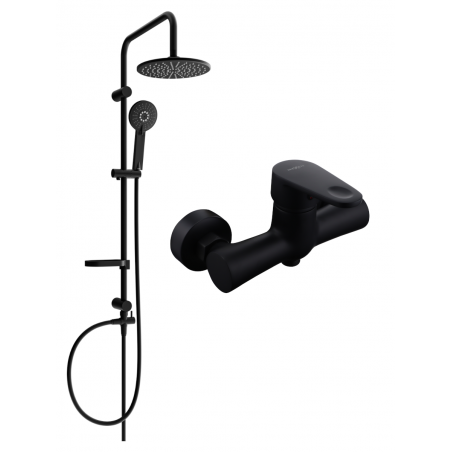 Mexen Kama Carl išorinio montavimo dušo komplektas su lietaus galvele ir dušo maišytuvu, juodas - 72540240-70