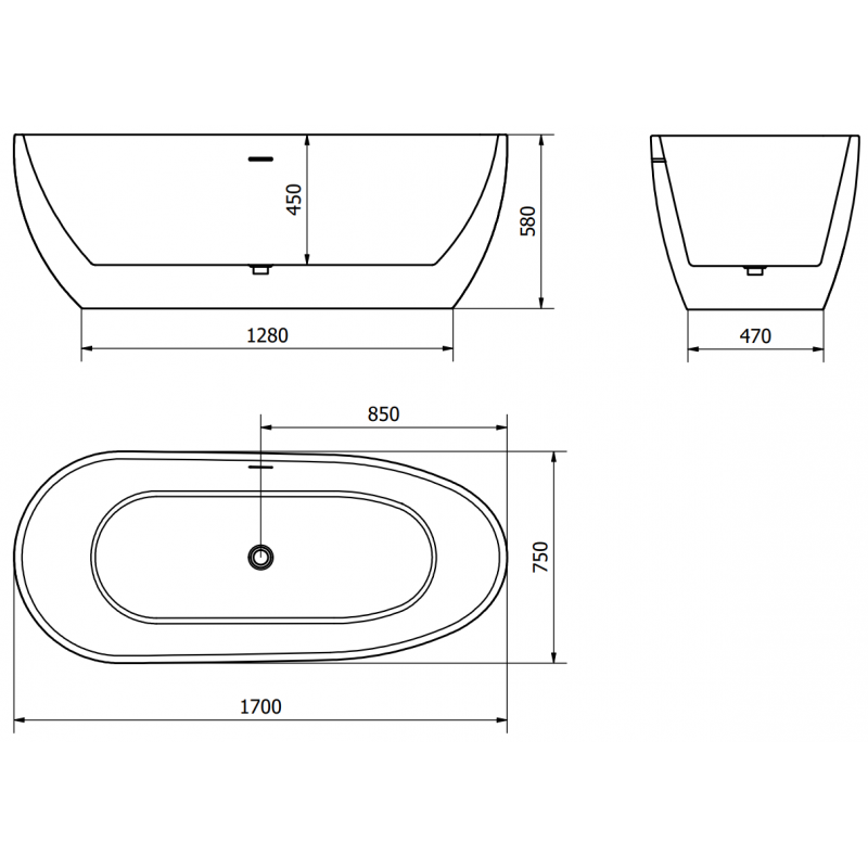 Mexen Eos laisvai pastatoma vonia 170 x 75 cm, balta, šlifuotas auksinis perteklius - 52471707500-55