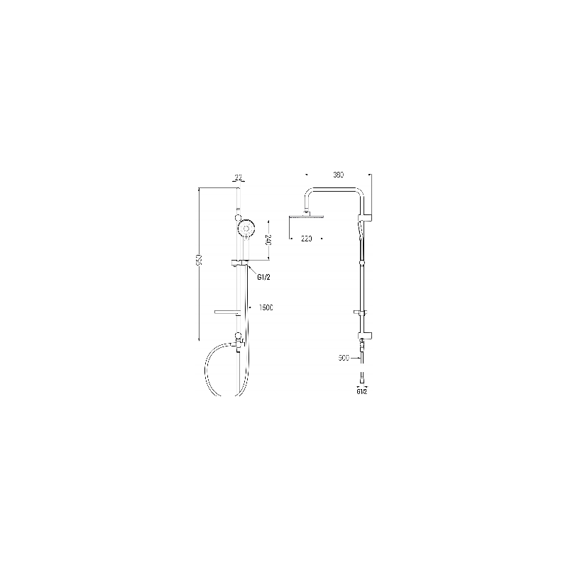 Mexen Carl paviršinis dušo komplektas su lietaus dušu ir Pecos dušo maišytuvu, chromuotas - 72740240-00