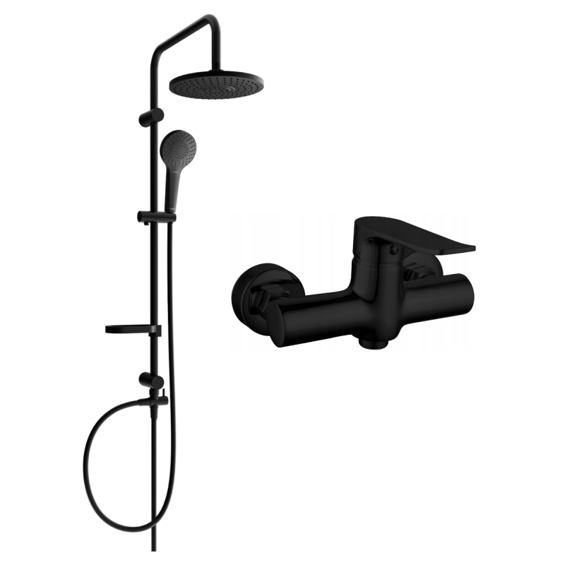 Mexen Pecos Erik išorinis dušo komplektas su dušo galvute ir maišytuvu, juoda - 72740205-70