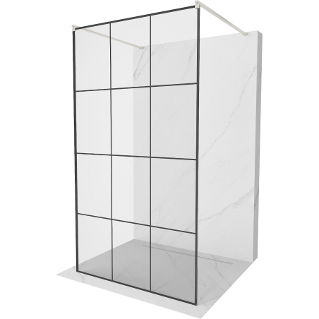 Mexen Kioto laisvai pastatoma dušo siena 110 x 200 cm, juodas modelis 8 mm, satinė nikelio danga - 800-110-002-97-77
