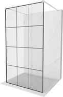 Mexen Kioto laisvai pastatoma dušo siena 110 x 200 cm, juodas modelis 8 mm, satinė nikelio danga - 800-110-002-97-77