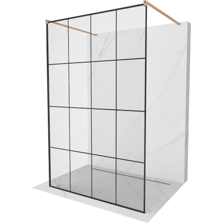 Mexen Kioto laisvas dušo ekranas 160 x 200 cm, juodas modelis 8 mm, šlifuotas varis - 800-160-002-65-77