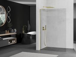 Mexen Kioto L dušas karnīze Walk-in 100 x 200 cm, caurspīdīga, zelta - 800-100-103-50-00