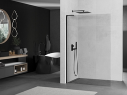 Mexen Kioto L Walk-in dušo siena 85 x 200 cm, skaidri, juoda - 800-085-103-70-00