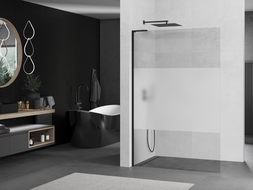 Mexen Kioto L Walk-in dušo siena 100 x 200 cm, permatoma/matoma, juoda - 800-100-103-70-35