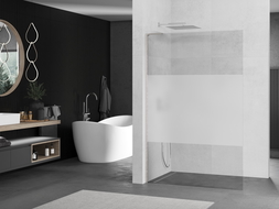 Mexen Kioto L Walk-in dušo siena 70 x 200 cm, permatoma/matuota, šlifuota nikelis - 800-070-103-97-35