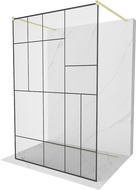 Mexen Kioto laisvai stovinti dušo siena 130 x 200 cm, juodas modelis 8 mm, auksinė šlifuota - 800-130-002-55-78