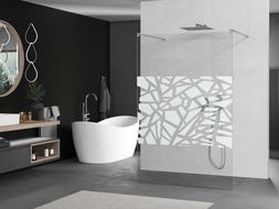 Mexen Kioto laisva dušo siena 130 x 200 cm, balta tekstūra 8 mm, šlifuotas nikelis - 800-130-002-97-85