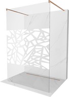 Mexen Kioto laisvai pastatoma dušo siena 100 x 200 cm, balta danga 8 mm, šlifuota vario - 800-100-002-65-85
