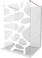 Mexen Kioto laisvai stovinti dušo sienelė 100 x 200 cm, balta banga 8 mm, šlifuotas varis - 800-100-002-65-97