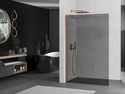Mexen Kioto L dušo sienelė Walk-in 80 x 200 cm, grafitas, rožinė auksinė - 800-080-103-60-40