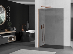 Mexen Kioto L dušo pertvara Walk-in 70 x 200 cm, grafitas, šlifuota varis - 800-070-103-65-40