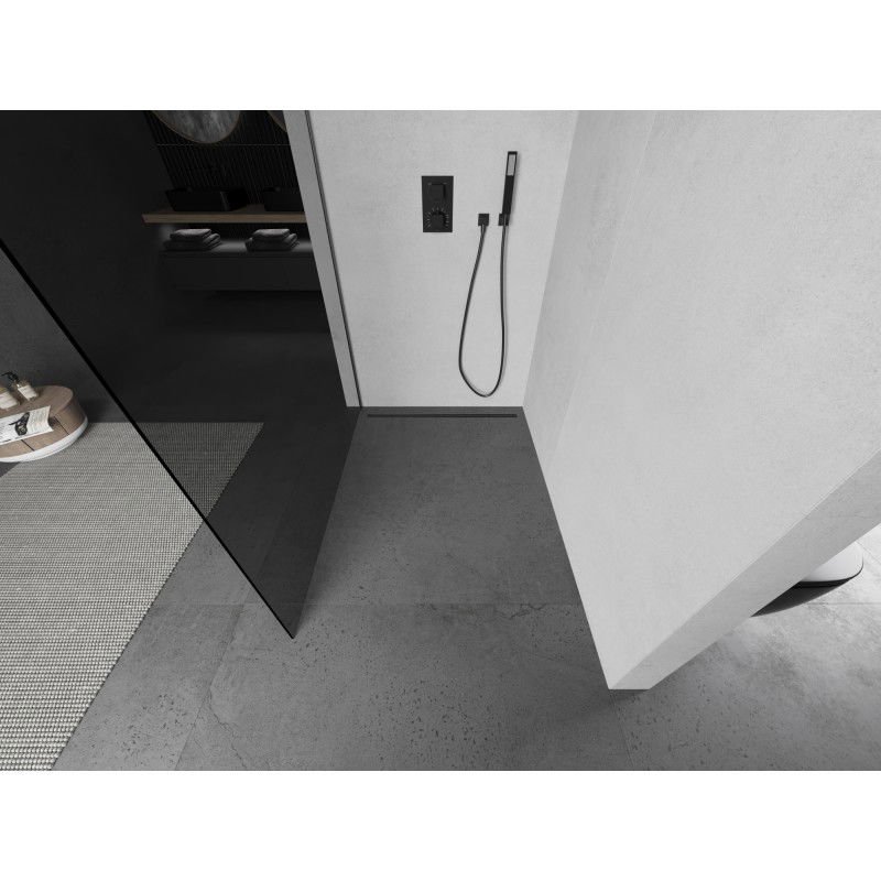 Mexen Kioto L dušas siena Walk-in 100 x 200 cm, grafitas, gun gray šlifuotas - 800-100-103-66-40