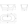 Mexen Roxy laisvas vonios 180 x 85 cm, balta, baltas perpildymo - 51201808500-20