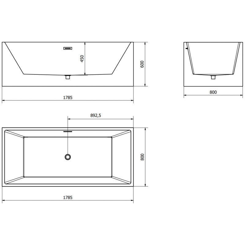 Mexen Vigo laisvai stovinti vonia 178,5 x 80 cm, balta, chromuota perpylimo anga - 51251788000-01