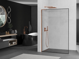 Mexen Kioto L Walk-in dušo siena 60 x 200 cm, juodas raštas, rožinė auksas - 800-060-103-60-70