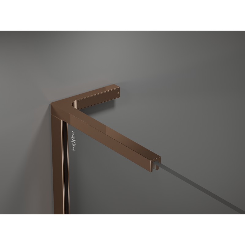 Mexen Kioto L sienelė dušo kabinai Walk-in 80 x 200 cm, juodas rėmas, rožinis auksas - 800-080-103-60-70