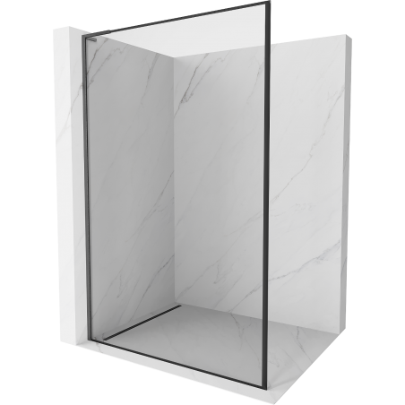 Mexen Kioto L dušo sienelė Walk-in 50 x 200 cm, juodas rėmelis, šlifuota šautinė pilka - 800-050-103-66-70