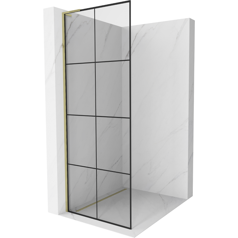 Mexen Kioto L Walk-in dušo siena 70 x 200 cm, juodas raštas, auksinė - 800-070-103-50-77